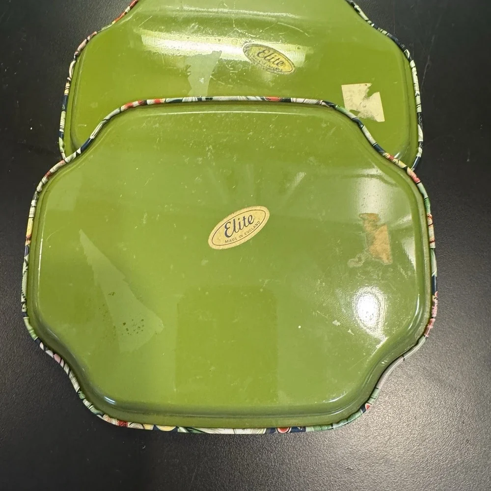 Lot of 2 ELITE Metal Decorative‎ Snack Vanity Trays Made in England Floral